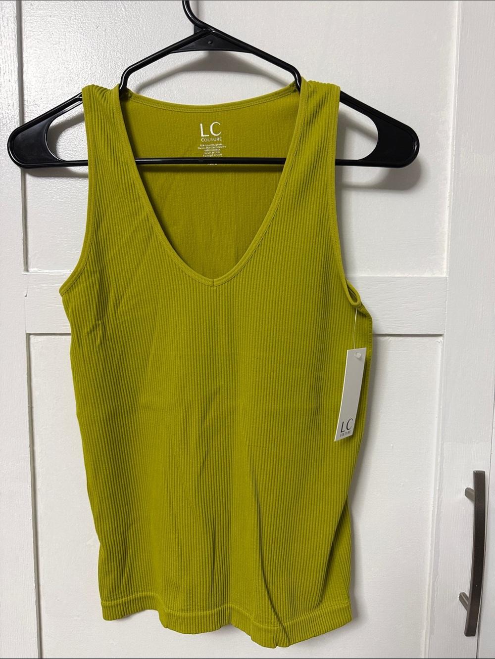 LC Lauren Conrad Ribbed V-Neck Tank Top in Lime Green